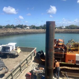 BDS Mechanical repairs ute onsite on a barge in Bundaberg