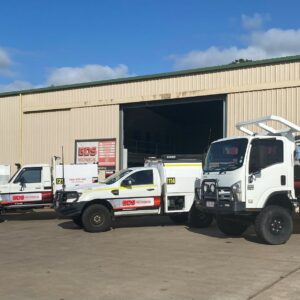 BDS Mechanical Repairs Maryborough with trucks and utes parked in front of the workshop