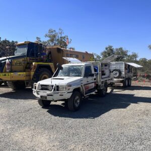 BDS Mechanical Repairs Cairns ute at Kidston Mine parked in front of heavy machinery