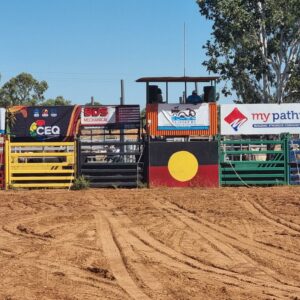 BDS Mechanical Repairs Doomadgee sponsoring the Doomadgee rodeo with a BDS sign on the rodeo fence