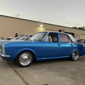 shiny blue retro car