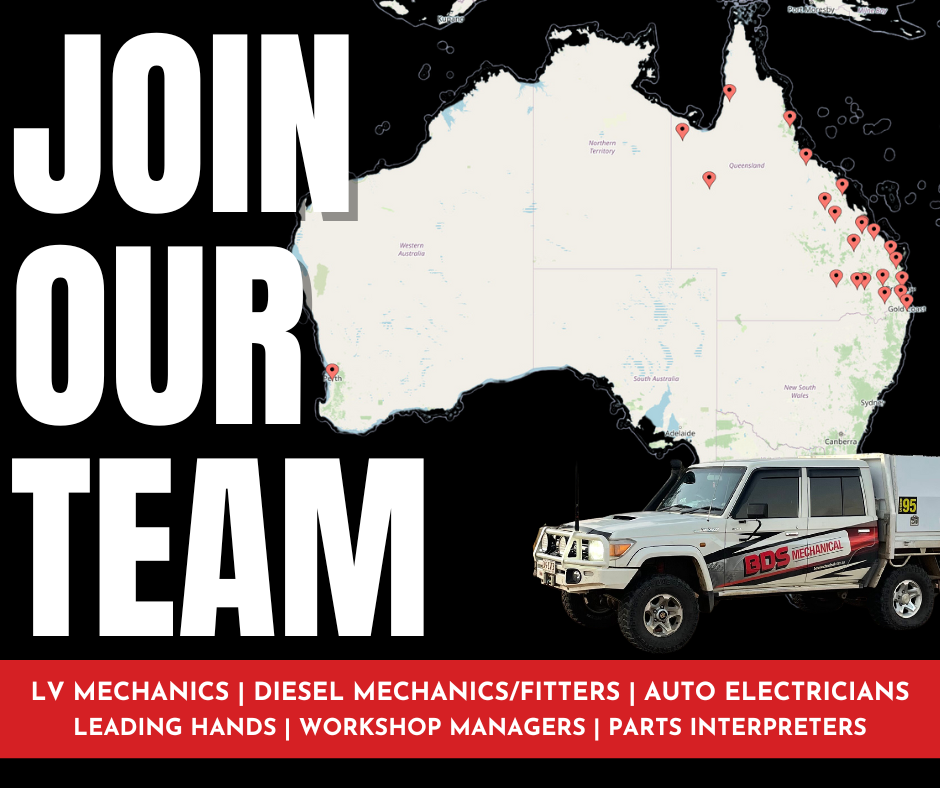 BDS Mechanical Repairs "Join Our Team" poster with map of australia